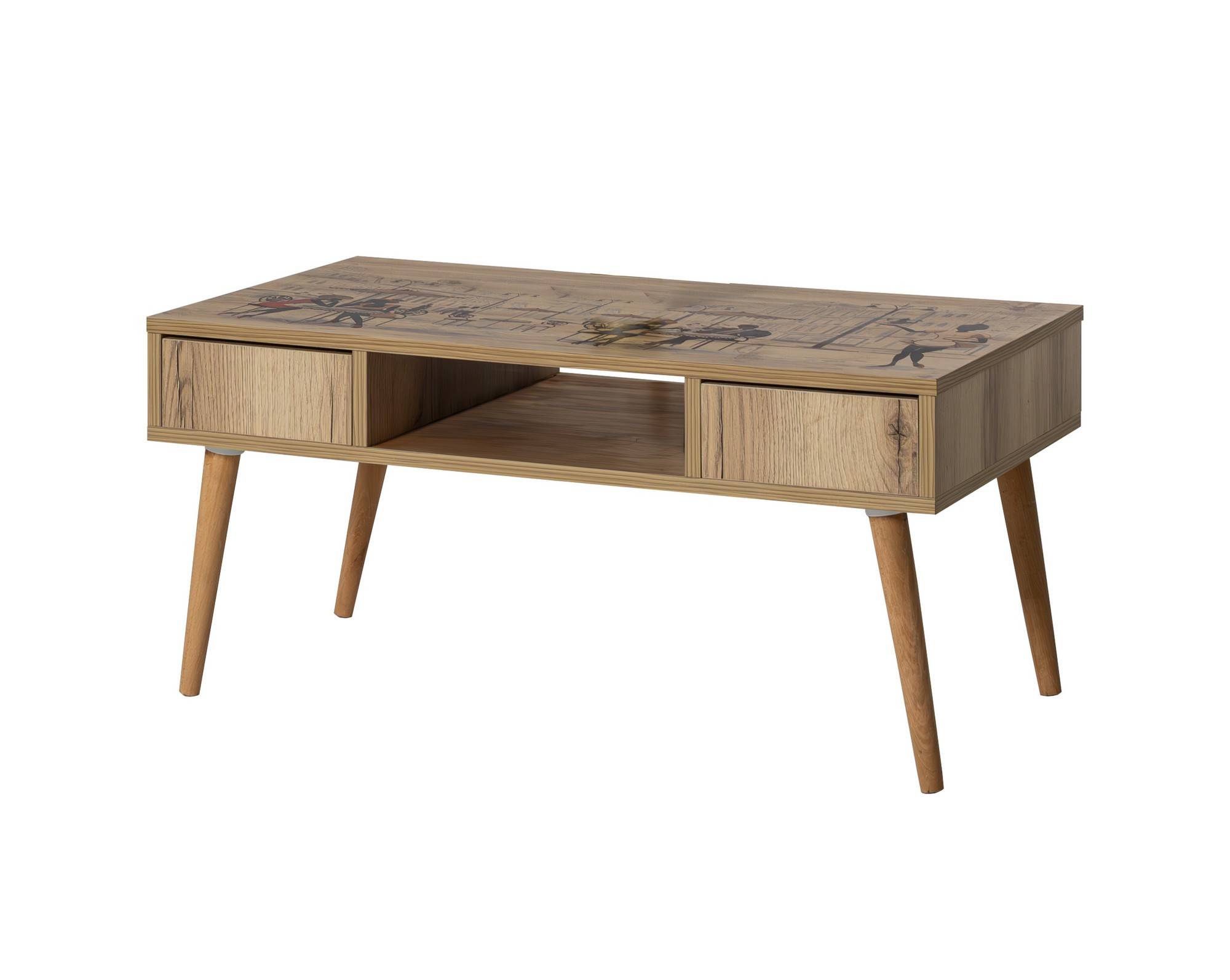 Invia mesa de centro de diseño original Patas de madera maciza ligera