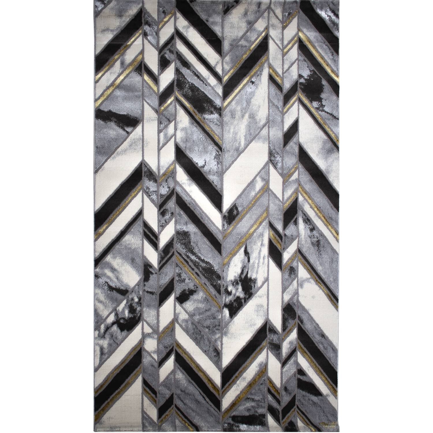 Tappeto rettangolare Uxtopia 80x150cm Motivo effetto marmo Grigio e oro