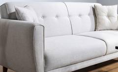 Conjunto de sofá y sillón de 3 plazas Uzume Fabric White cream