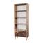 2-türiges Bücherregal Khalima 75x198cm Arabeskenmuster Naturholz und Bordeaux
