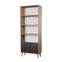Khalima 2-deurs boekenkast 75x198cm Natuurlijk hout en cyaan