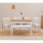 6-delige uitschuifbare eettafel Iridus wit en licht hout met witte stoelen