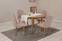 Set tafel met verlengbare ronde tafel en 4 stoelen Malva Licht hout en Taupe stof.