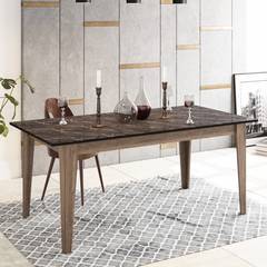 Quiver Dining Table 180cm effetto legno naturale e marmo nero