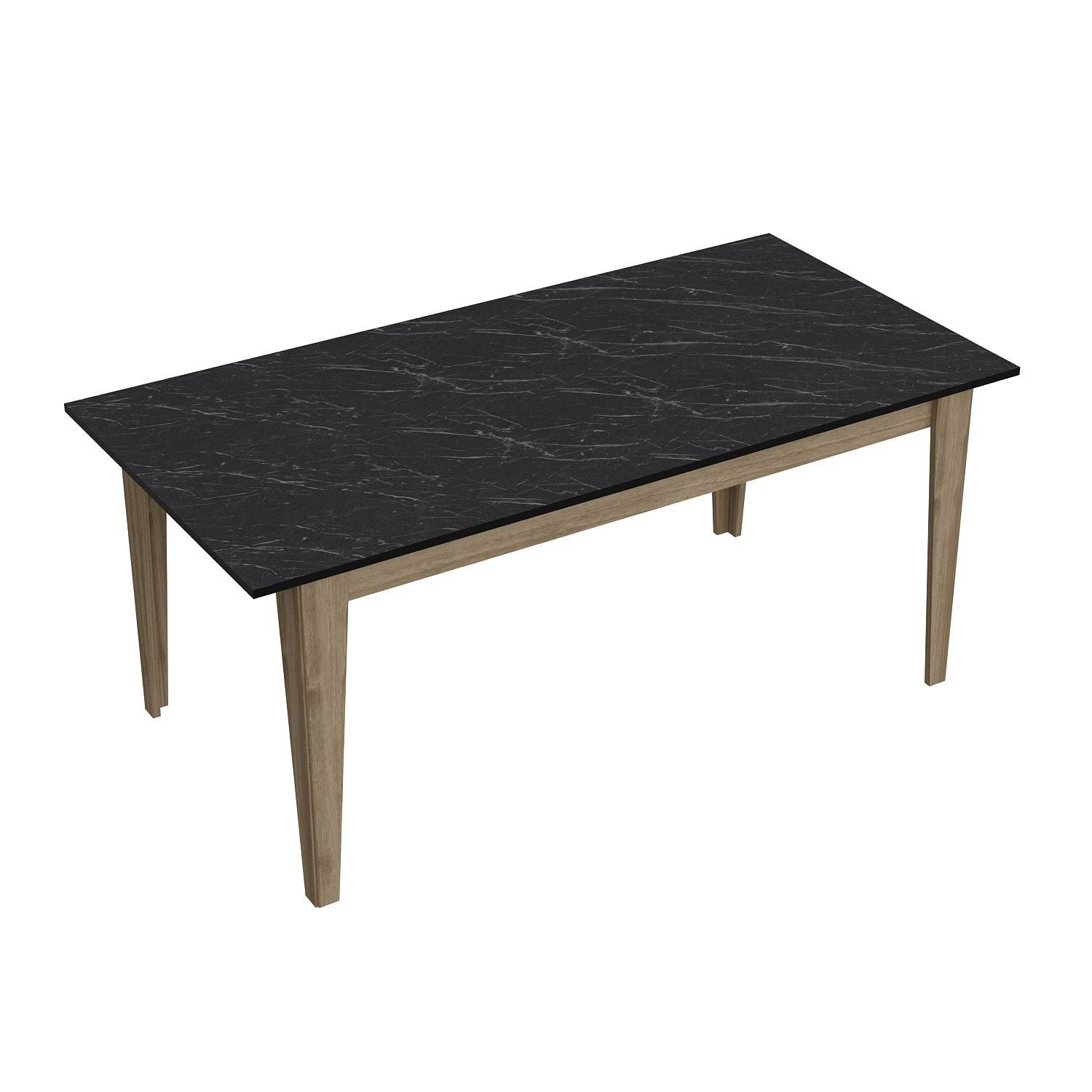 Table à manger 160 cm AMBRE imprimé marbre noir