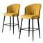 Lote de 2 sillas de bar Iria de terciopelo amarillo y metal negro