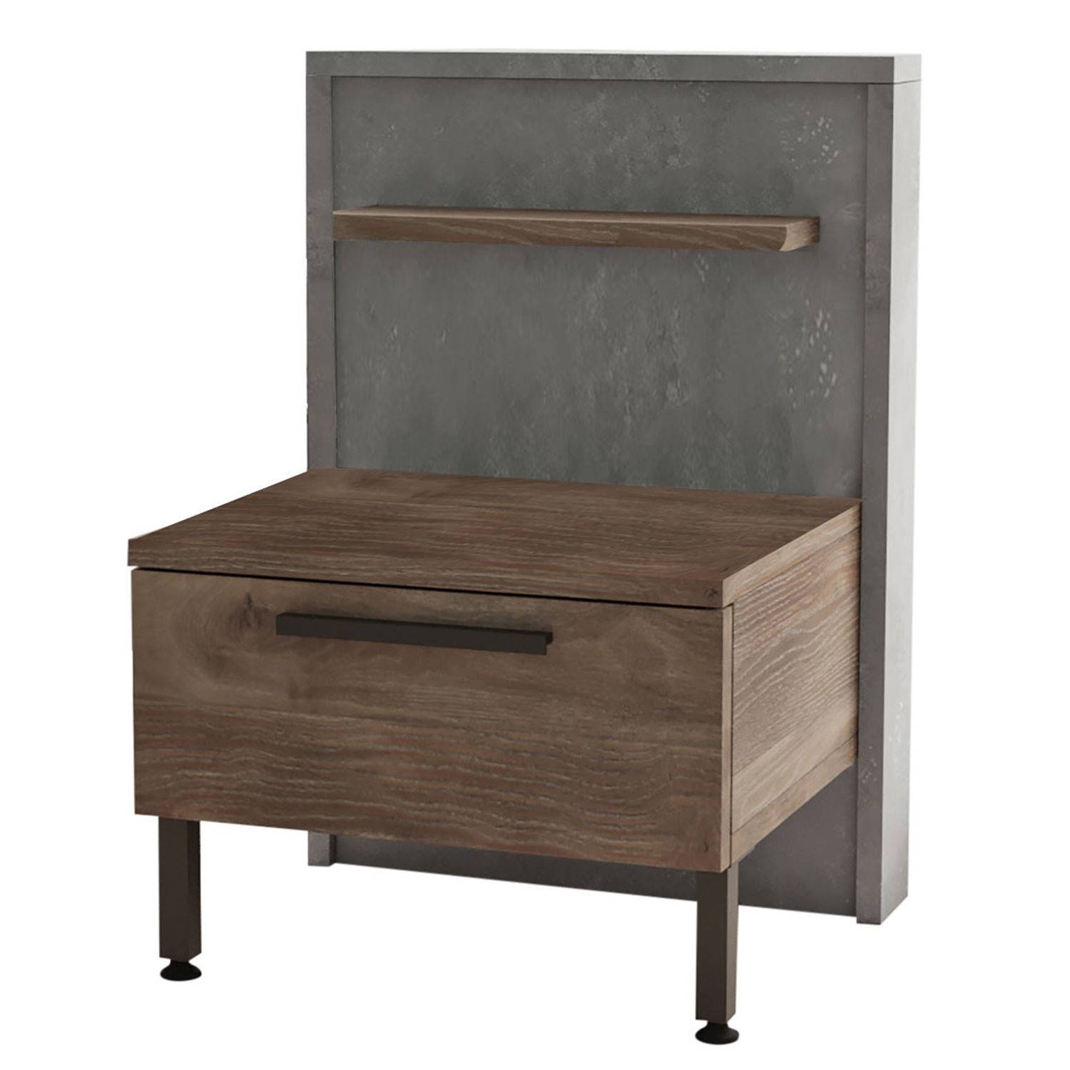Table de chevet 1 tiroir Ralta style moderne bois foncé et gris