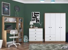 Virro 3-delige slaapkamerset in licht hout en wit