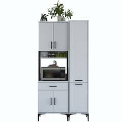Buffet de cuisine 6 portes, 2 niches et tiroir Ariane L100cm Blanc