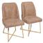 Set van 2 Kymish design stoelen Metaal Goud en Fluweel Lichtbruin