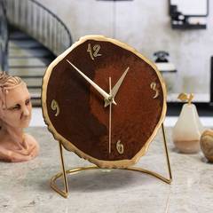 Horloge à poser design Galazi L18xH20cm Or et Bordeaux