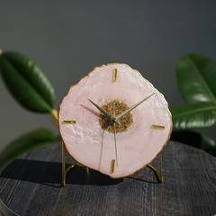 Reloj de sobremesa de diseño galazi L18xH20cm Oro y rosa
