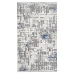 Videric Tapijt 80x350cm Blauw, grijs en wit gevlekt patroon