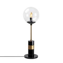 Lámpara de sobremesa moderna Esace Transparente y pantalla de bolas de metal negro y dorado