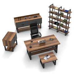 Set di 5 pezzi per scrivania modello 2 Novag in legno scuro e antracite