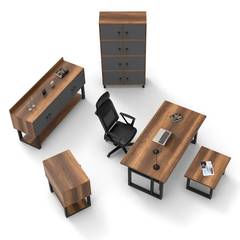 5-teiliges Büroset Modell 1 Novag Dunkles Holz und Anthrazit