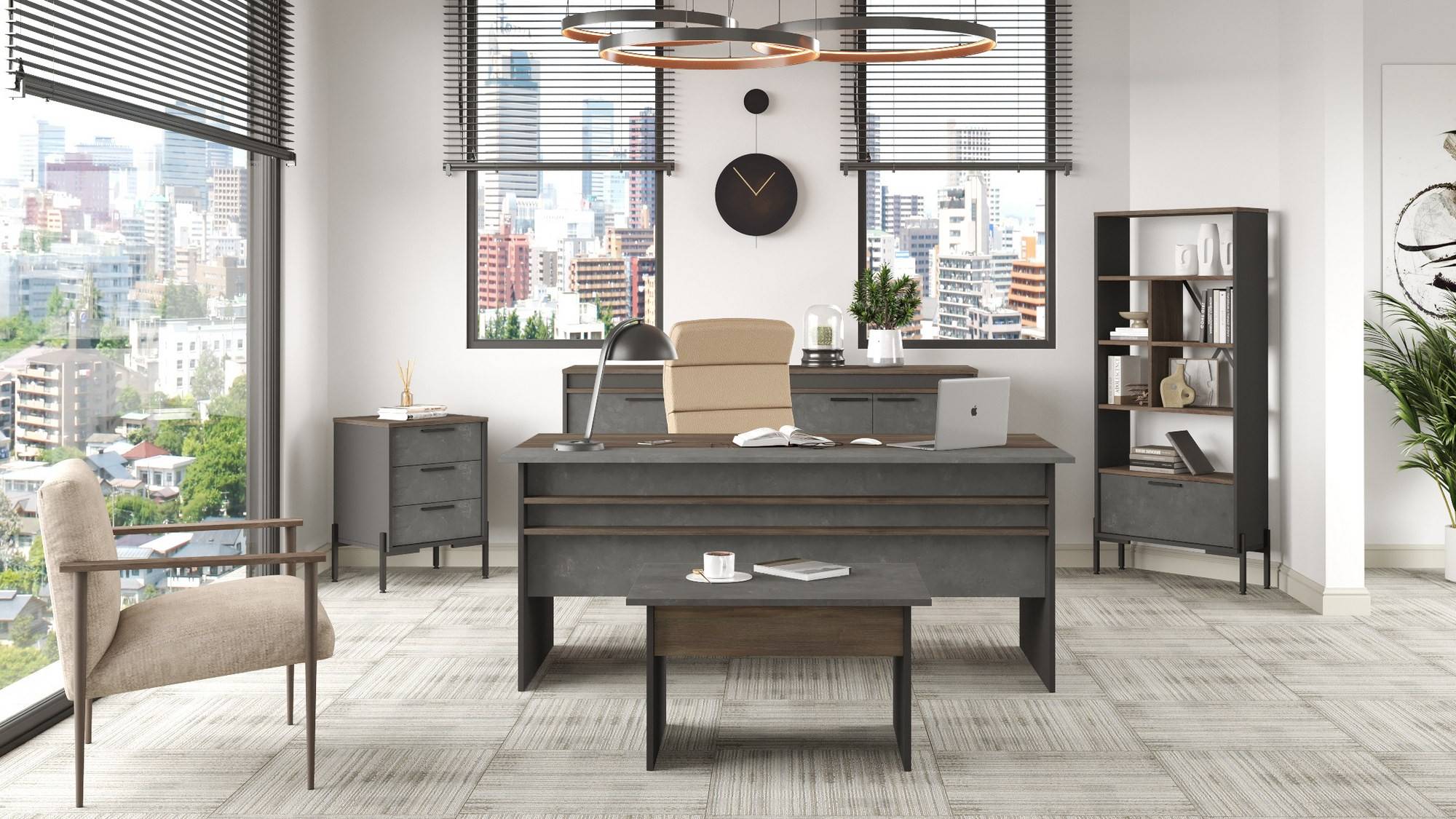 Set completo di mobili da ufficio Office Edition in grigio chiaro