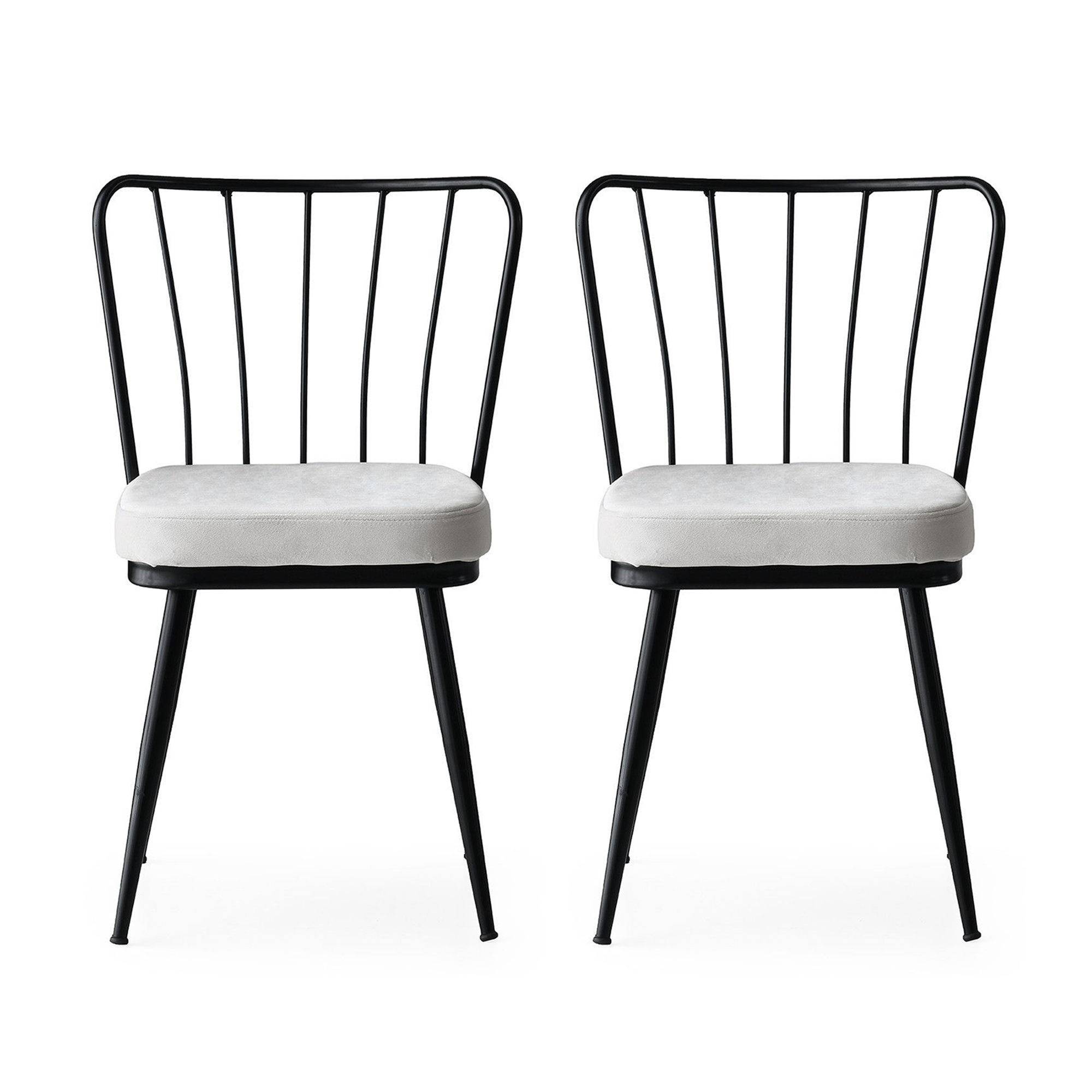Set di 2 sedie Gino in metallo nero e velluto grigio