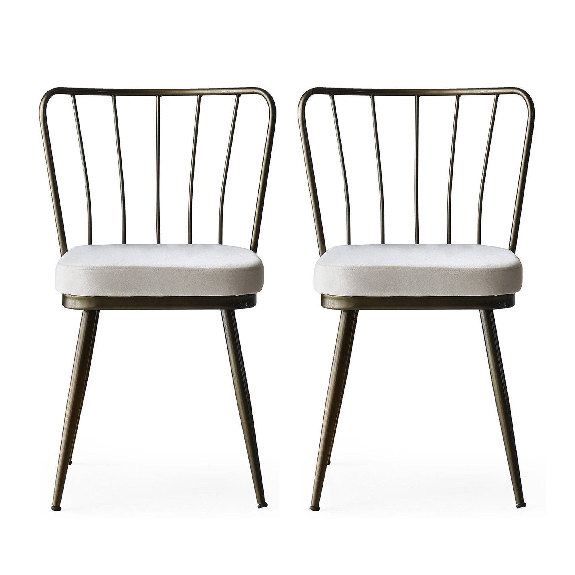 Set van 2 Gino stoelen van bruin metaal en grijs fluweel