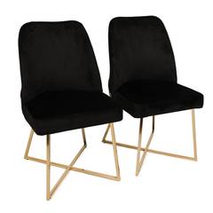 Lot de 2 chaises design Kymish Métal Or et Velours Noir