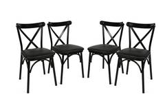 Set di 4 sedie da bistrot Antonio in legno e metallo nero