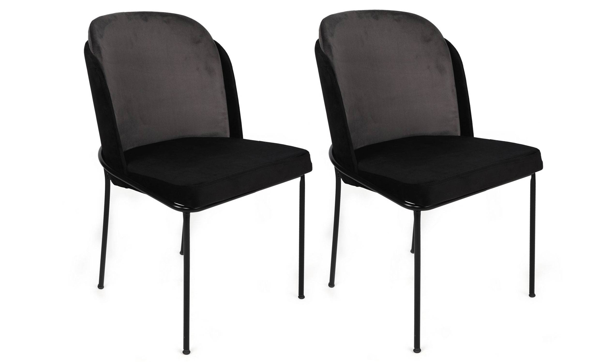 Set van 2 Kymil stoelen van metaal en fluweel Grijs