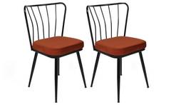 Set di 2 sedie Gino in metallo nero e velluto rosso
