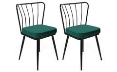 Set di 2 sedie Gino in metallo nero e velluto verde