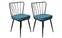 Set van 2 Gino stoelen van zwart metaal en blauw fluweel