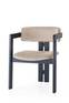 Stuhl im modernen Vintage-Stil Vladmir Beigefarbener Velours und Massivholz Schwarz