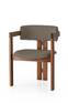 Vladmir silla moderna de estilo vintage Lino marrón y madera maciza oscura