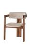Vladmir moderne vintage stijl stoel Beige fluweel en donker massief hout