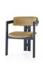 Vladmir moderne vintage stijl stoel Lichtbruin fluweel en Zwart massief hout