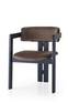 Vladmir moderne vintage stijl stoel Bruin fluweel en Zwart massief hout