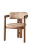 Vladmir moderne vintage stijl stoel Beige imitatie-effect fluweel en donker massief hout