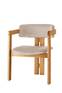 Vladmir moderne vintage stijl stoel Beige fluweel en Licht eiken massief hout