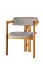 Vladmir moderne vintage stijl stoel Licht taupe fluweel en Licht eiken massief hout