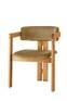 Stuhl im modernen Vintage-Stil Vladmir Velours hellbraun und Massivholz Eiche hell