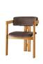 Vladmir moderne vintage stijl stoel Bruin fluweel en Licht eiken massief hout