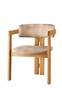 Sedia Vladmir in stile vintage moderno Velluto effetto imitazione beige e legno massello di rovere chiaro