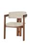 Vladmir silla moderna de estilo vintage Lino crema y madera maciza oscura