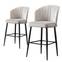 Set di 2 sedie da bar Iria in velluto bianco crema e metallo nero