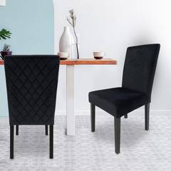 Shaliman Set mit 2 schwarzen Stühlen mit Samtbezug