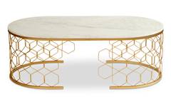 Mayano design salontafel van marmer en goudkleurig metaal