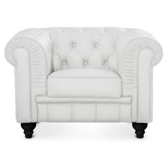 Grand fauteuil Chesterfield Blanc