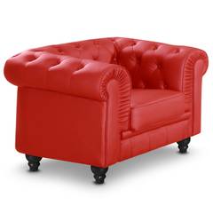 Grote rode Chesterfield fauteuil