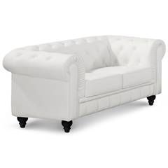 Grote 2-zits Chesterfield Sofa Wit