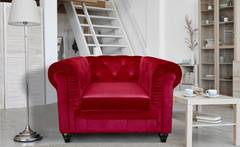 Grand fauteuil Chesterfield - Sessel mit Samtbezug Rot