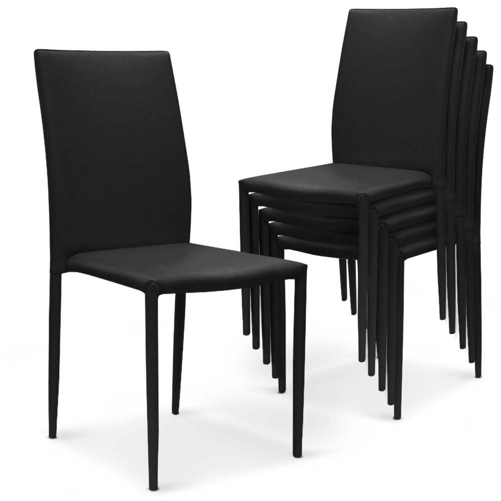 Marty - lot de 6 chaises tissu noir simili cuir anthracite - Conforama