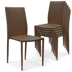 Modan Set mit 6 stapelbaren Stühlen aus Kunstleder Taupe